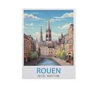 YYHMKBYY Puzzle 1000 Pièces, Jeux pour Adultes, Affiche de Voyage Vintage Rouen Seine Maritimes, Puzzles en Bois, Jeux Éducatifs, Ensembles de Puzzle pour la Famille (75x50cm) - AR51