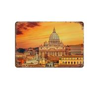 YYHMKBYY Signe Métal Vintage，Ville du Vatican, Rome，Rétro Peinture Plaque Signe En Fer Décor Mural Art Mural Suspendu Pour Salon Maison Café Décoration Noël Cadeau(20x30cm 8x12 inch-570