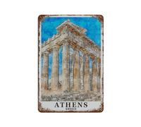 YYHMKBYY Vintage Cityscape Plaque Athens Grèce Vintage Tin Sign Home Office Kitchen Pub Club Cafe Bar Farm Restaurant Collection Décoration murale en métal(15x30cm 6x12 inch-399