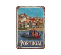 YYHMKBYY Vintage Cityscape Plaque Portugal Porto District Vintage Tin Sign Home Office Kitchen Pub Club Cafe Bar Farm Restaurant Collection Décoration murale en métal(15x30cm 6x12 inch-417