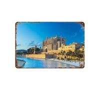 YYHMKBYY Vue Panoramique De Palma De Mallorca, Majorque Iles Baléares, Espagne，Vintage Métal Signe D'Étain pour la Maison Cuisine Ferme Jardin Garage Décoration Murale(15x30cm 6x12 inch-496