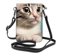 YYHWHJDE A Curious Cat Prints Petit sac à bandoulière en cuir pour femme, imperméable et durable