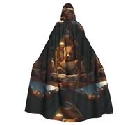 YYHWHJDE A Little Bear Learning Knowledge Pattern Halloween Cape à capuche pour adulte sans fermeture éclair, confortable pour les fêtes costumées