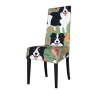 YYHWHJDE AEKGOHP Housses de chaise de salle à manger amovibles à motif floral Border Collie - Douce, confortable, infroissable, pas de repassage nécessaire, extensible pour la plupart des chaises sans