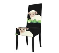 YYHWHJDE AEKGOHP Housses de chaise de salle à manger amovibles avec motif de petits moutons mangeant du chou, douces, confortables, infroissables, pas de repassage nécessaire, extensibles pour la