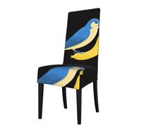 YYHWHJDE AEKGOHP Housses de chaise de salle à manger amovibles avec motif oiseau bleu sur banane, douces, confortables, infroissables, pas de repassage nécessaire, extensibles pour la plupart des