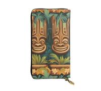 YYHWHJDE Aloha Tiki Pattern Picture Quality Leather Long Clutch Wallet Designed for Fashion Girls and Women Stylish 19 x 10.5 cm, Noir , Taille unique