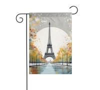 YYHWHJDE Arbre de la ville de Paris Tour Eiffel Art Motif Mât de drapeau de jardin Décoration de cour extérieure Double face 30,5 x 45,7 cm