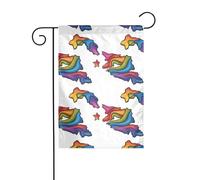 YYHWHJDE Arc-en-ciel étoile rivière motif mât de drapeau extérieur cour décoration mode 30,5 x 45,7 cm