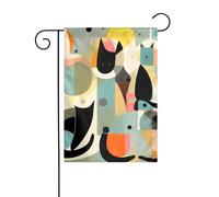 YYHWHJDE Art moderne du milieu du siècle Impression chat Drapeau de jardin Décoration de cour 30,5 x 45,7 cm Épais mode