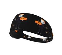 YYHWHJDE Bandeau de sport avec image de chat noir et fantôme derrière le petit garçon pour femme, bandeau élastique d'été résistant à la transpiration