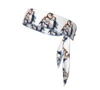 YYHWHJDE Bandeau de sport Motif famille de pingouins heureux Séchage rapide Évacuation de l'humidité pour femmes, filles et hommes, entraînement, léger, respirant