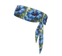 YYHWHJDE Bandeau de sport multifonction pour homme et femme Motif hibiscus Bleu Séchage rapide Évacuation de l'humidité
