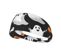 YYHWHJDE Bandeau de sport noir et Halloween avec image fantôme pour femme, bandeau élastique pour l'été
