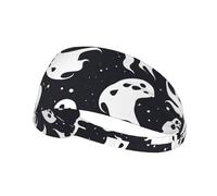 YYHWHJDE Bandeau de sport noir et Halloween avec image fantôme pour femme, bandeau élastique pour l'été