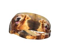 YYHWHJDE Bandeau de sport polyvalent avec imprimé chien Golden Retriever - Bandeau extensible et évacuant l'humidité pour yoga, fitness
