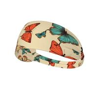 YYHWHJDE Bandeau de sport pour femme avec image de papillon coloré dessiné à la main - Bandeau élastique d'été résistant à la transpiration