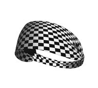 YYHWHJDE Bandeau de sport pour femme avec motif damier noir et blanc
