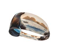 YYHWHJDE Bandeau de sport pour femme Motif lion de mer sur les rochers Bandeau élastique d'été résistant à la transpiration