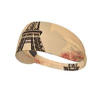 YYHWHJDE Bandeau de sport vintage Paris Tour Eiffel Papillon Image pour femme Bandeau résistant à la transpiration Bandeau élastique d'été