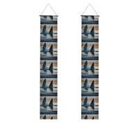 YYHWHJDE Bannière de porche avec deux adorables imprimés animaux marins - Robuste, durable, lavable et réutilisable, décoration de remise de diplôme 30,5 x 180,3 cm