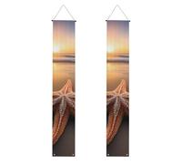 YYHWHJDE Bannière de porche avec impression étoile de mer océan plage - Robuste, durable, lavable et réutilisable, décoration de remise de diplôme pour fêtes, cérémonies, portes d'entrée