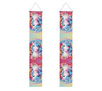 YYHWHJDE Bannière de porche avec impression licorne arc-en-ciel - Robuste, durable, lavable et réutilisable, décoration de remise de diplôme pour fêtes, cérémonies, portes d'entrée