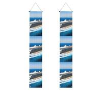 YYHWHJDE Bannière de porche avec impression navires de croisière - Robuste, durable, lavable et réutilisable, décoration de remise de diplôme pour fêtes, cérémonies, portes d'entrée