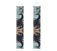 YYHWHJDE Bannière de porche avec impression scorpion bleu - Robuste, durable, lavable et réutilisable, décoration de remise de diplôme pour fêtes, cérémonies, portes d'entrée