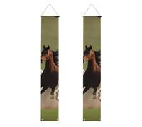 YYHWHJDE Bannière de porche avec imprimé chevaux au galop - Robuste, durable, lavable et réutilisable - Décoration de remise de diplôme pour fêtes, cérémonies, portes d'entrée