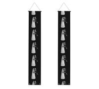 YYHWHJDE Bannière de porche avec imprimé couple de squelettes heureux - Robuste, durable, lavable et réutilisable - Décoration de remise de diplôme pour fêtes, cérémonies, portes d'entrée