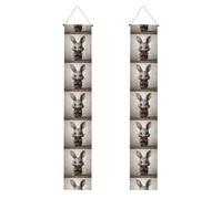 YYHWHJDE Bannière de porche avec imprimé petit lapin gris tenant un cœur - Robuste, durable, lavable et réutilisable - Décoration de remise de diplôme pour fêtes, cérémonies, portes d'entrée