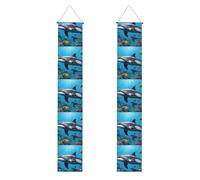 YYHWHJDE Bannière de porche avec imprimé poisson dauphi du monde sous-marin - Robuste, durable, lavable et réutilisable, décoration de remise de diplôme 30,5 x 180,3 cm