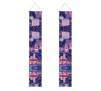 YYHWHJDE Bannière de porche de remise de diplôme avec impression ville nocturne de Las Vegas - Robuste, durable, lavable et réutilisable, décoration de remise de diplôme pour fêtes, cérémonies, portes