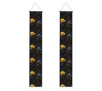 YYHWHJDE Bannière de porche de remise de diplôme avec roses jaunes et nuits étoilées - Robuste, durable, lavable et réutilisable, décoration de remise de diplôme pour fêtes, cérémonies, portes