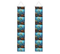 YYHWHJDE Bannière de porche imprimée hippocampe bleu - Robuste, durable, lavable et réutilisable, décoration de remise de diplôme pour fêtes, cérémonies, portes d'entrée