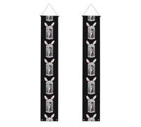 YYHWHJDE Bannière de porche imprimée petit lapin gris dans la cabine téléphonique - Robuste, durable, lavable et réutilisable - Décoration de remise de diplôme pour fêtes, cérémonies, portes d'entrée