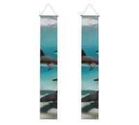 YYHWHJDE Bannière de porche imprimée poisson dans la mer profonde - Robuste, durable, lavable et réutilisable pour fêtes, cérémonies, portes d'entrée