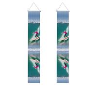 YYHWHJDE Bannière de porche imprimée Surfer People - Robuste, durable, lavable et réutilisable, décoration de remise de diplôme 30,5 x 180,3 cm