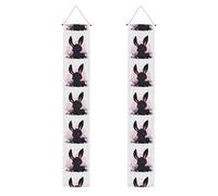 YYHWHJDE Bannière de porche ludique avec imprimé petit lapin noir - Robuste, durable, lavable et réutilisable, décoration de remise de diplôme pour fêtes, cérémonies, portes d'entrée