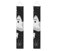 YYHWHJDE Bannière de porche noire et d'Halloween avec impression fantôme - Robuste, durable, lavable et réutilisable, décoration de remise de diplôme pour fêtes, cérémonies, portes d'entrée