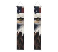 YYHWHJDE Bannière de porche patriotique avec imprimé drapeau américain - Robuste, durable, lavable et réutilisable, décoration de remise de diplôme 30,5 x 180,3 cm