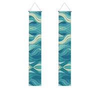 YYHWHJDE Bannière de porche pour remise de diplôme avec impression vagues de l'océan - Robuste, durable, lavable et réutilisable, décoration de remise de diplôme 30,5 x 180,3 cm