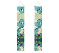YYHWHJDE Bannière de porche pour remise de diplôme avec imprimé petit dinosaure dans l'herbe verte - Robuste, durable, lavable et réutilisable, décoration de remise de diplôme 30,5 x 180,3