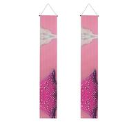 YYHWHJDE Bannière de porche pour remise de diplôme avec imprimé plage de sable rose - Robuste, durable, lavable et réutilisable, décoration de remise de diplôme 30,5 x 180,3