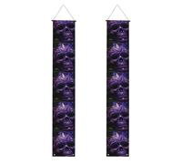 YYHWHJDE Bannière de porche pour remise de diplôme avec motif tête de mort et flotteur violet - Robuste, durable, lavable et réutilisable, décoration de remise de diplôme pour fêtes, cérémonies