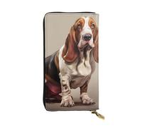 YYHWHJDE Basset Hound Portefeuille long en cuir imprimé de qualité pour filles et femmes 19 x 10,5 cm, Noir , Taille unique