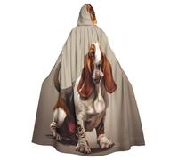 YYHWHJDE Basset Hound Prints Halloween Cape à capuche pour homme et femme Manteau pour jeu de rôle