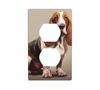 YYHWHJDE Basset Hound Prints Panneau mural double prise électrique Décoration durable 11,4 x 7 cm