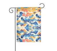 YYHWHJDE Beach Maui Hawaï coucher de soleil vagues nuages Motif mât de drapeau extérieur décoration double face 30,5 x 45,7 cm